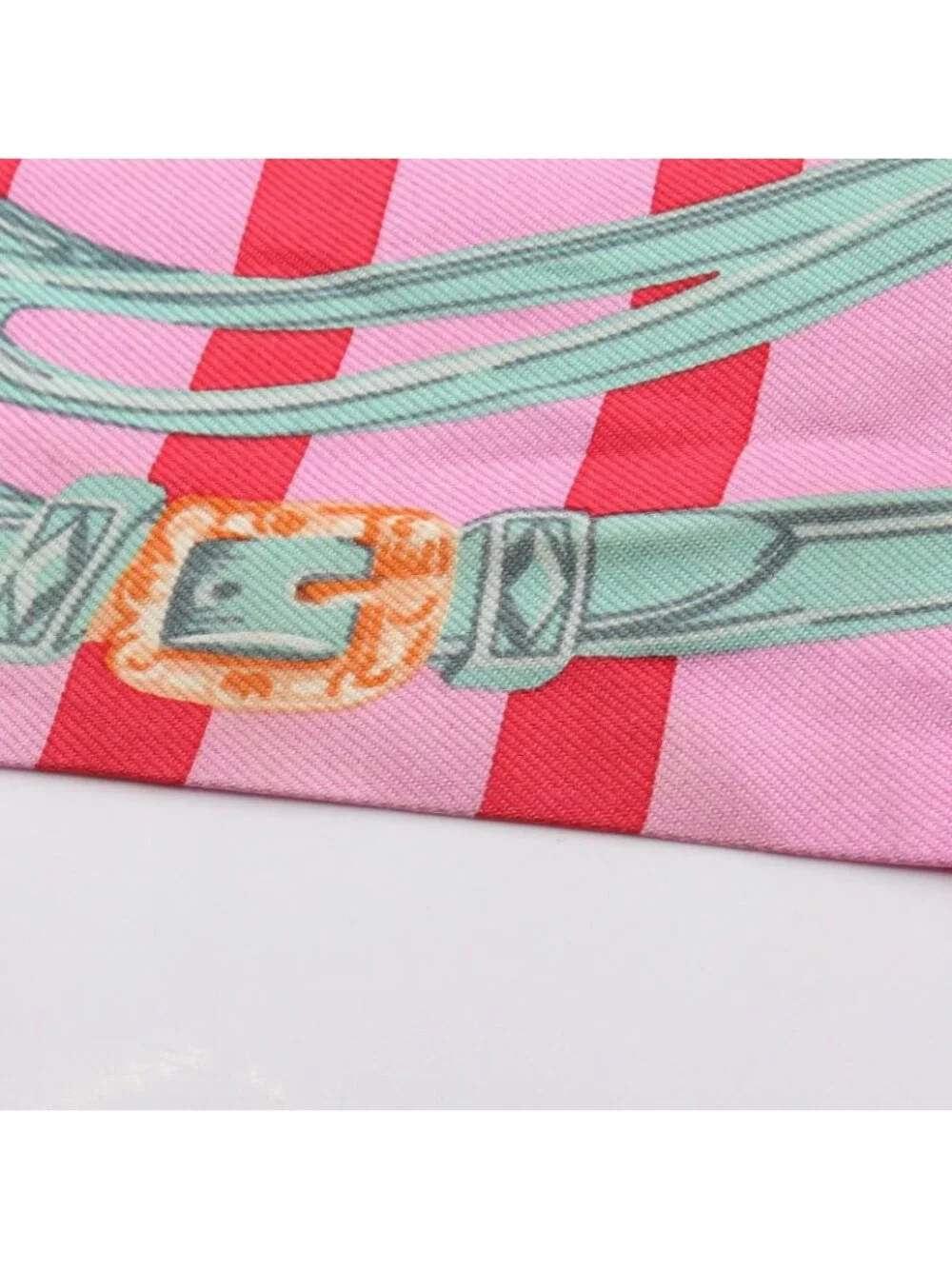 Hermes Scarf Twilly Brides de Gala Bayadere Ribbon Pink Silk